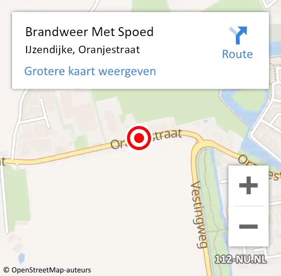 Locatie op kaart van de 112 melding: Brandweer Met Spoed Naar IJzendijke, Oranjestraat op 16 juni 2018 12:29