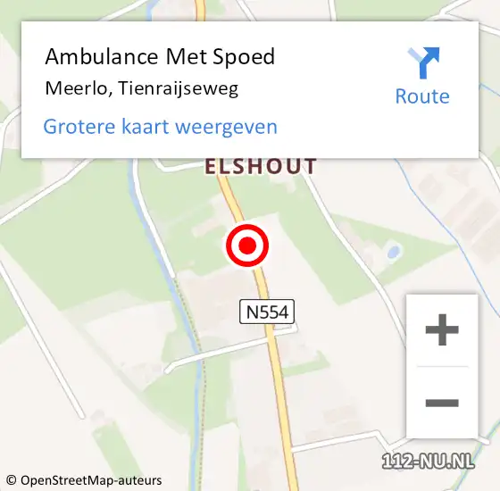 Locatie op kaart van de 112 melding: Ambulance Met Spoed Naar Meerlo, Tienraijseweg op 16 juni 2018 13:19