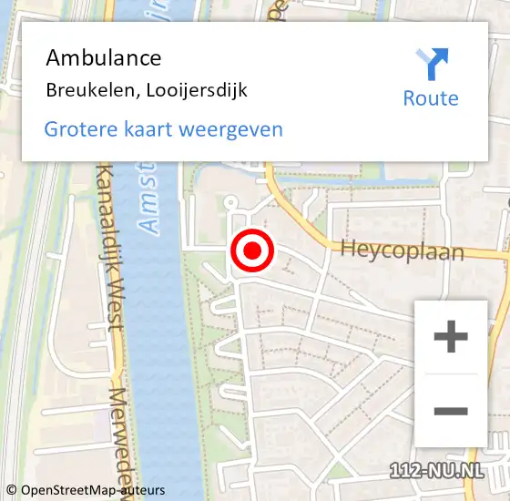 Locatie op kaart van de 112 melding: Ambulance Breukelen, Looijersdijk op 16 juni 2018 13:50