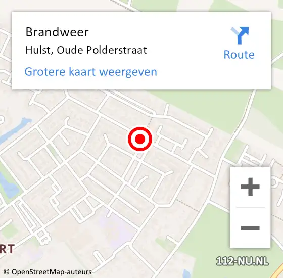 Locatie op kaart van de 112 melding: Brandweer Hulst, Oude Polderstraat op 16 juni 2018 13:51