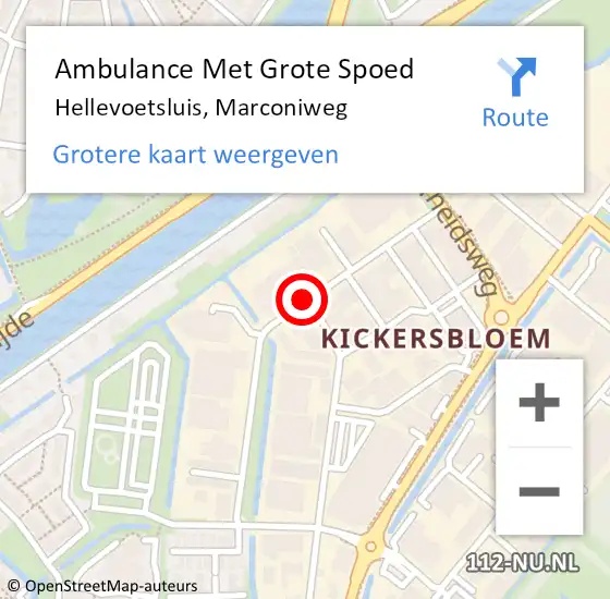 Locatie op kaart van de 112 melding: Ambulance Met Grote Spoed Naar Hellevoetsluis, Marconiweg op 16 juni 2018 14:19