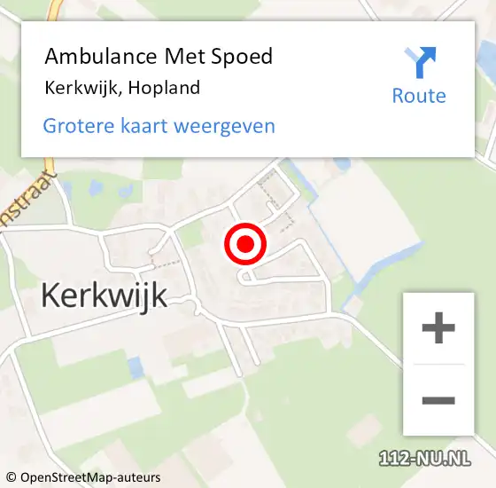 Locatie op kaart van de 112 melding: Ambulance Met Spoed Naar Kerkwijk, Hopland op 16 juni 2018 15:13