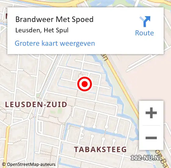 Locatie op kaart van de 112 melding: Brandweer Met Spoed Naar Leusden, Het Spul op 16 juni 2018 15:15