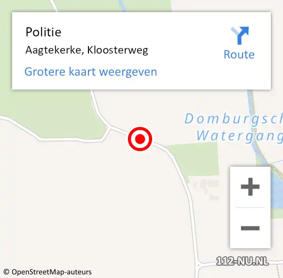 Locatie op kaart van de 112 melding: Politie Aagtekerke, Kloosterweg op 16 juni 2018 15:18