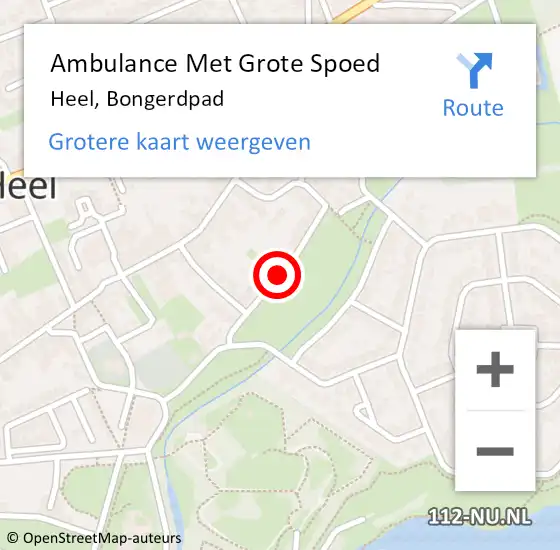 Locatie op kaart van de 112 melding: Ambulance Met Grote Spoed Naar Heel, Bongerdpad op 16 juni 2018 15:18