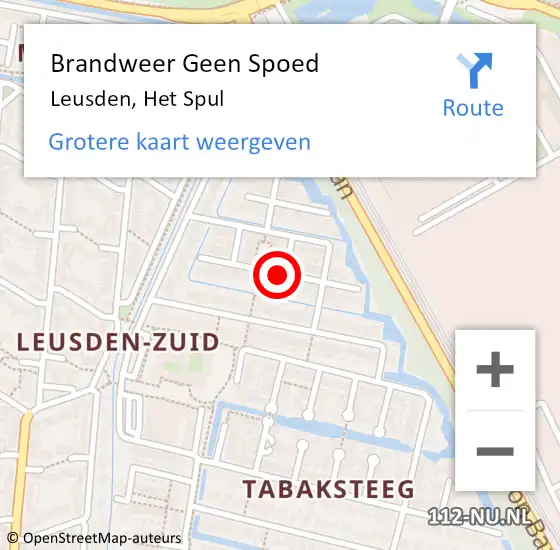 Locatie op kaart van de 112 melding: Brandweer Geen Spoed Naar Leusden, Het Spul op 16 juni 2018 15:19