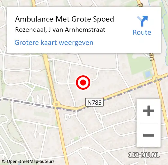 Locatie op kaart van de 112 melding: Ambulance Met Grote Spoed Naar Rozendaal, J van Arnhemstraat op 16 juni 2018 15:41