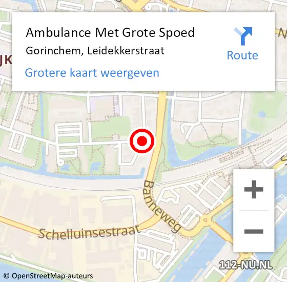 Locatie op kaart van de 112 melding: Ambulance Met Grote Spoed Naar Gorinchem, Leidekkerstraat op 16 juni 2018 16:22