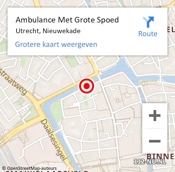 Locatie op kaart van de 112 melding: Ambulance Met Grote Spoed Naar Utrecht, Nieuwekade op 16 juni 2018 16:43