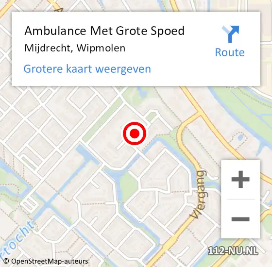 Locatie op kaart van de 112 melding: Ambulance Met Grote Spoed Naar Mijdrecht, Wipmolen op 16 juni 2018 16:47