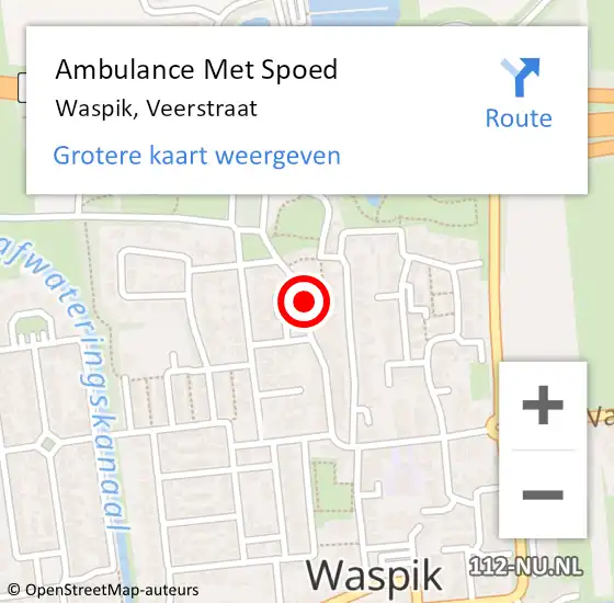 Locatie op kaart van de 112 melding: Ambulance Met Spoed Naar Waspik, Veerstraat op 16 juni 2018 16:48