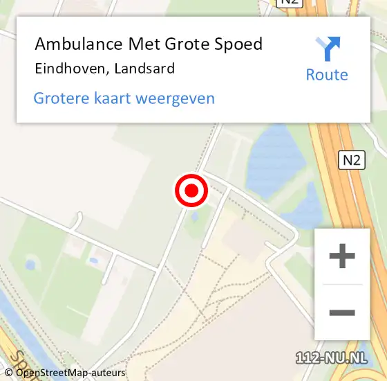 Locatie op kaart van de 112 melding: Ambulance Met Grote Spoed Naar Eindhoven, Landsard op 16 juni 2018 17:17