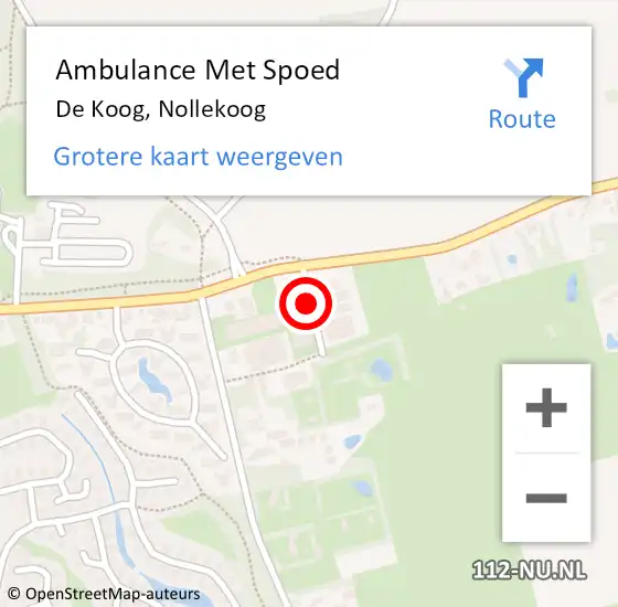 Locatie op kaart van de 112 melding: Ambulance Met Spoed Naar De Koog, Nollekoog op 16 juni 2018 17:38