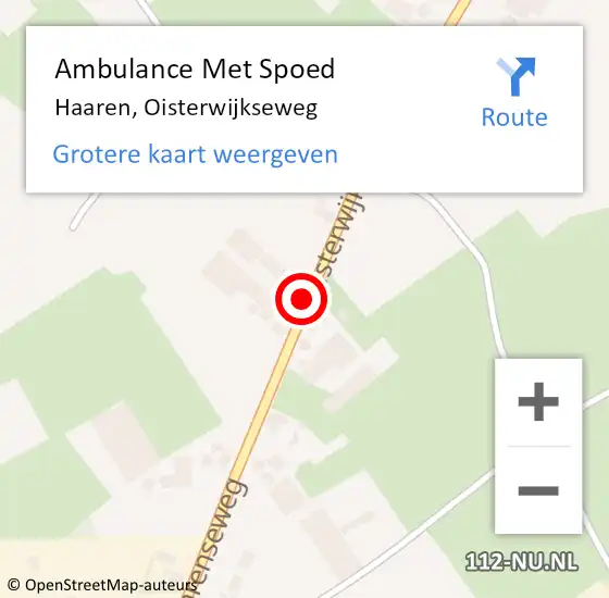 Locatie op kaart van de 112 melding: Ambulance Met Spoed Naar Haaren, Oisterwijkseweg op 16 juni 2018 17:51