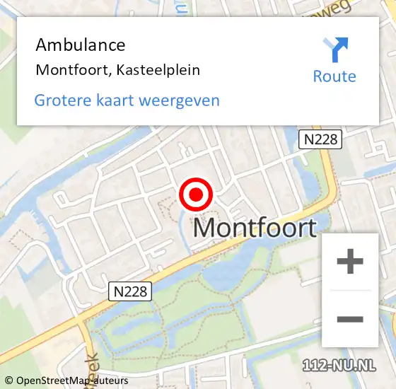 Locatie op kaart van de 112 melding: Ambulance Montfoort, Kasteelplein op 16 juni 2018 17:54