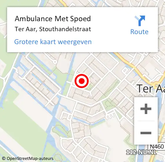 Locatie op kaart van de 112 melding: Ambulance Met Spoed Naar Ter Aar, Stouthandelstraat op 27 februari 2014 21:48