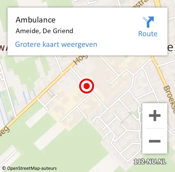 Locatie op kaart van de 112 melding: Ambulance Ameide, De Griend op 16 juni 2018 18:16