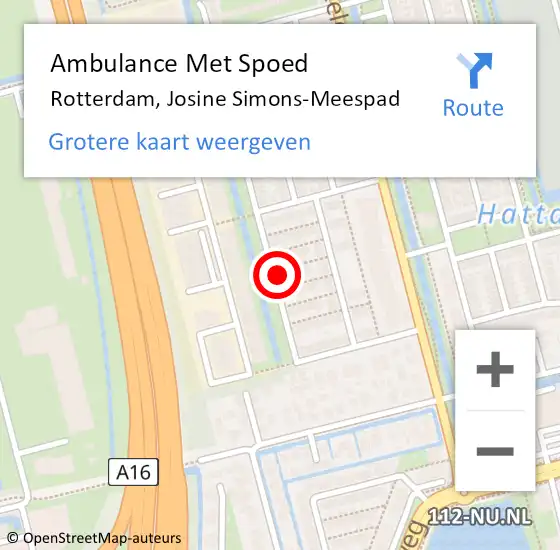 Locatie op kaart van de 112 melding: Ambulance Met Spoed Naar Rotterdam, Josine Simons-Meespad op 27 februari 2014 21:52