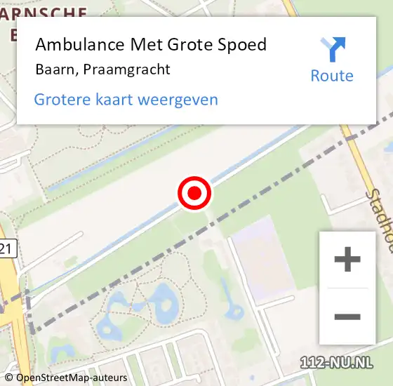 Locatie op kaart van de 112 melding: Ambulance Met Grote Spoed Naar Baarn, Praamgracht op 16 juni 2018 18:17