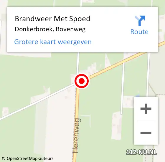 Locatie op kaart van de 112 melding: Brandweer Met Spoed Naar Donkerbroek, Bovenweg op 16 juni 2018 18:58