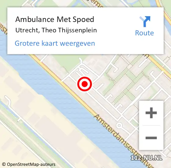 Locatie op kaart van de 112 melding: Ambulance Met Spoed Naar Utrecht, Theo Thijssenplein op 16 juni 2018 19:26