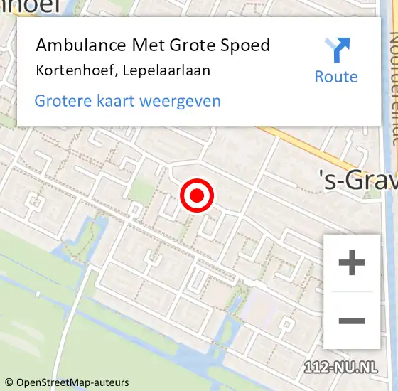 Locatie op kaart van de 112 melding: Ambulance Met Grote Spoed Naar Kortenhoef, Lepelaarlaan op 16 juni 2018 19:37