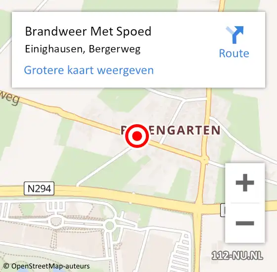 Locatie op kaart van de 112 melding: Brandweer Met Spoed Naar Einighausen, Bergerweg op 16 juni 2018 20:00