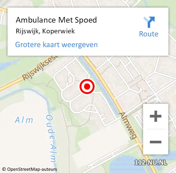 Locatie op kaart van de 112 melding: Ambulance Met Spoed Naar Rijswijk, Koperwiek op 16 juni 2018 20:46