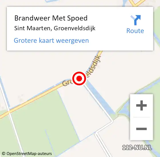 Locatie op kaart van de 112 melding: Brandweer Met Spoed Naar Sint Maarten, Groenveldsdijk op 16 juni 2018 21:13