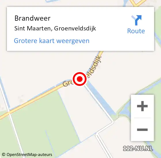 Locatie op kaart van de 112 melding: Brandweer Sint Maarten, Groenveldsdijk op 16 juni 2018 21:14