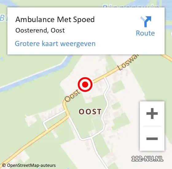 Locatie op kaart van de 112 melding: Ambulance Met Spoed Naar Oosterend, Oost op 16 juni 2018 22:37