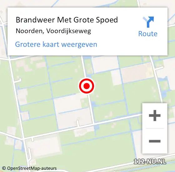 Locatie op kaart van de 112 melding: Brandweer Met Grote Spoed Naar Noorden, Voordijkseweg op 16 juni 2018 22:49