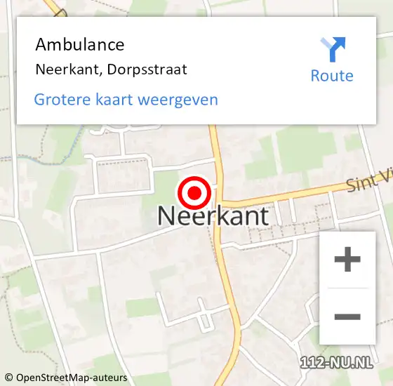 Locatie op kaart van de 112 melding: Ambulance Neerkant, Dorpsstraat op 16 juni 2018 23:03