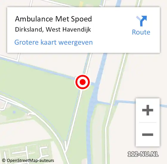 Locatie op kaart van de 112 melding: Ambulance Met Spoed Naar Dirksland, West Havendijk op 16 juni 2018 23:43
