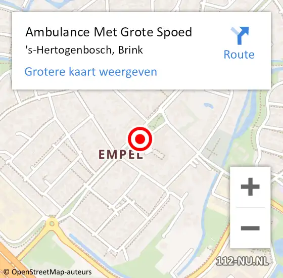 Locatie op kaart van de 112 melding: Ambulance Met Grote Spoed Naar 's-Hertogenbosch, Brink op 16 juni 2018 23:45