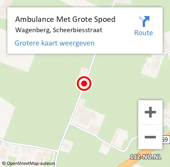 Locatie op kaart van de 112 melding: Ambulance Met Grote Spoed Naar Wagenberg, Scheerbiesstraat op 16 juni 2018 23:56