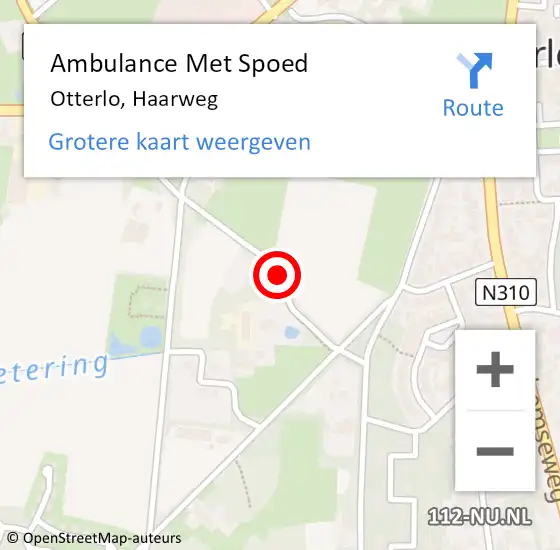 Locatie op kaart van de 112 melding: Ambulance Met Spoed Naar Otterlo, Haarweg op 17 juni 2018 01:05