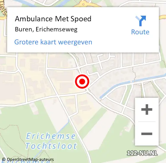 Locatie op kaart van de 112 melding: Ambulance Met Spoed Naar Buren, Erichemseweg op 17 juni 2018 01:14