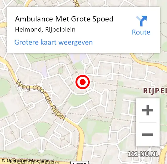 Locatie op kaart van de 112 melding: Ambulance Met Grote Spoed Naar Helmond, Rijpelplein op 17 juni 2018 01:26