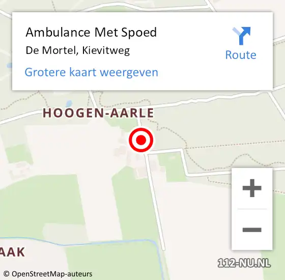 Locatie op kaart van de 112 melding: Ambulance Met Spoed Naar De Mortel, Kievitweg op 17 juni 2018 01:26