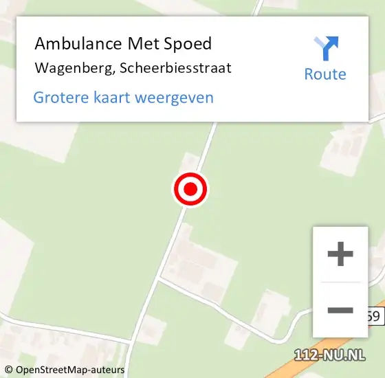 Locatie op kaart van de 112 melding: Ambulance Met Spoed Naar Wagenberg, Scheerbiesstraat op 17 juni 2018 01:27