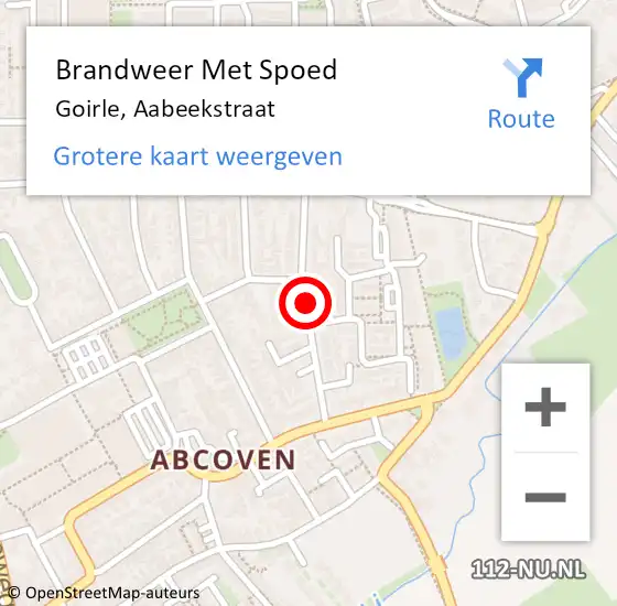 Locatie op kaart van de 112 melding: Brandweer Met Spoed Naar Goirle, Aabeekstraat op 17 juni 2018 01:30