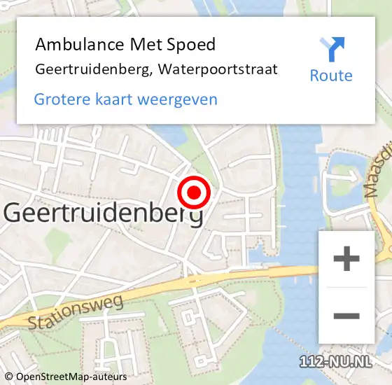 Locatie op kaart van de 112 melding: Ambulance Met Spoed Naar Geertruidenberg, Waterpoortstraat op 17 juni 2018 01:38