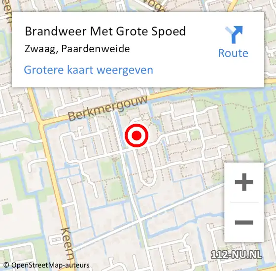 Locatie op kaart van de 112 melding: Brandweer Met Grote Spoed Naar Zwaag, Paardenweide op 17 juni 2018 02:25