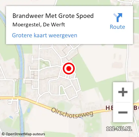 Locatie op kaart van de 112 melding: Brandweer Met Grote Spoed Naar Moergestel, De Werft op 17 juni 2018 03:18