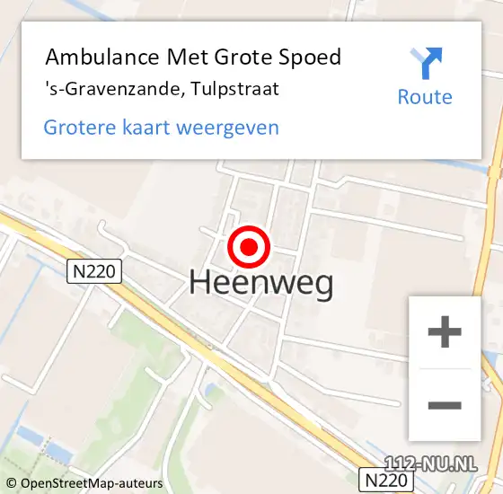 Locatie op kaart van de 112 melding: Ambulance Met Grote Spoed Naar 's-Gravenzande, Tulpstraat op 17 juni 2018 03:36