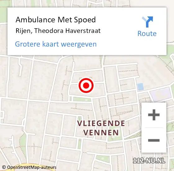 Locatie op kaart van de 112 melding: Ambulance Met Spoed Naar Rijen, Theodora Haverstraat op 17 juni 2018 03:54