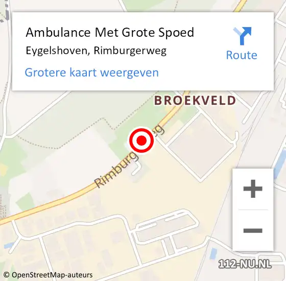 Locatie op kaart van de 112 melding: Ambulance Met Grote Spoed Naar Eygelshoven, Rimburgerweg op 17 juni 2018 04:20