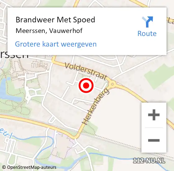 Locatie op kaart van de 112 melding: Brandweer Met Spoed Naar Meerssen, Vauwerhof op 17 juni 2018 04:31