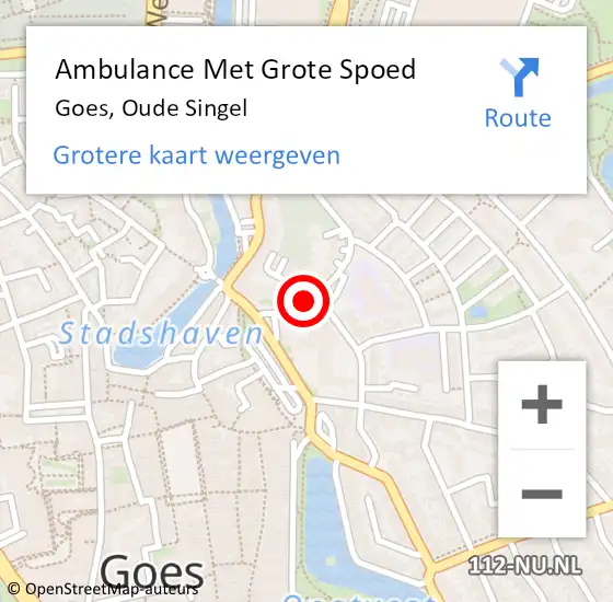 Locatie op kaart van de 112 melding: Ambulance Met Grote Spoed Naar Goes, Oude Singel op 17 juni 2018 04:32